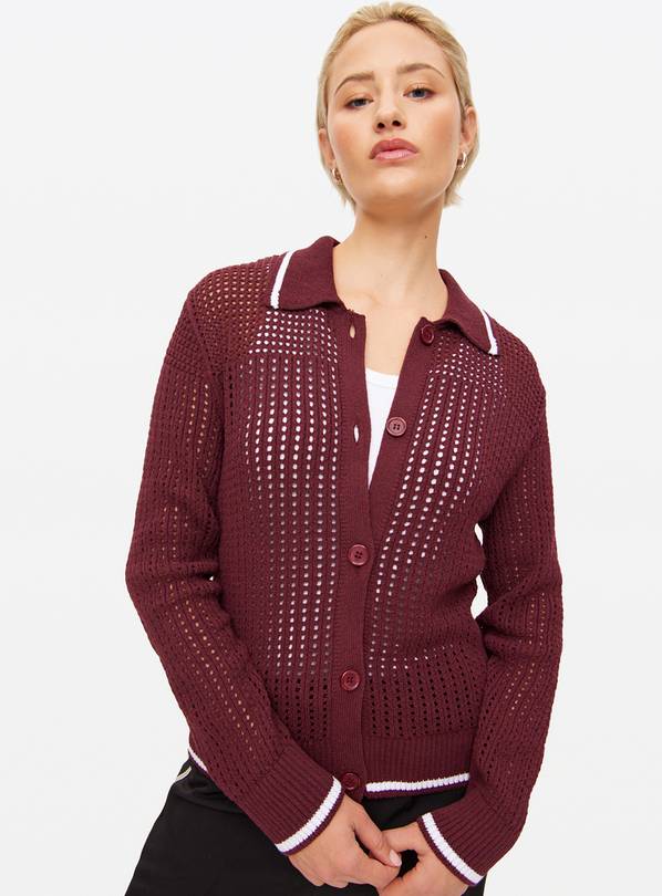 Burgundy Airtext Collared Cardigan 16